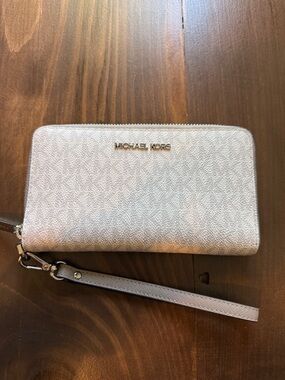 Michael Kors Taupe Zip-Around Wristlet Wallet